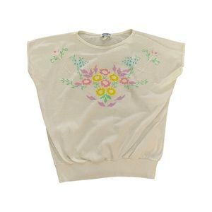 Vintage Pastel Short Sleeve 80’s Floral Blouse: Ladies Casual Retro Top